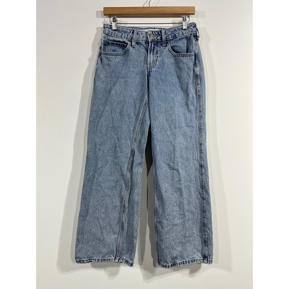 Hollister Y2K Low-Rise Baggy Jeans Womens 24 Short Light Wash Wide Leg Denim